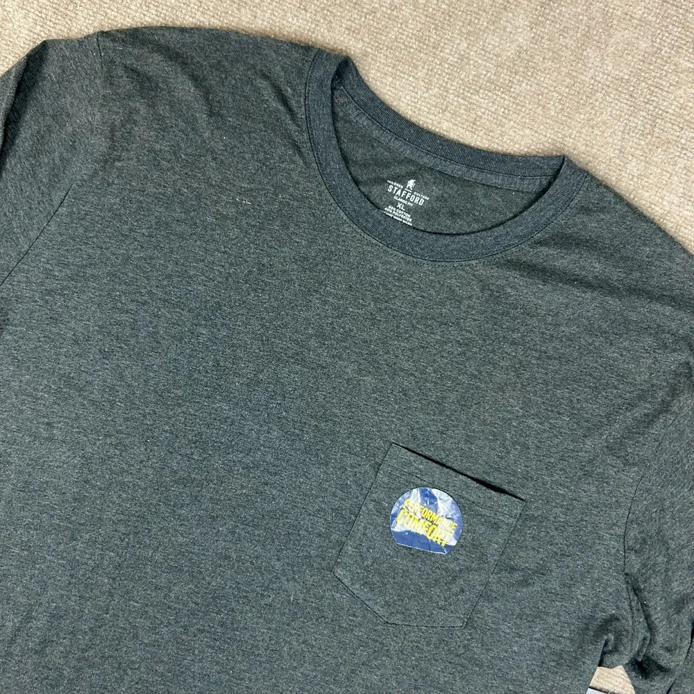 Stafford Sleepwear Shirt Men XL Gray Knit Cotton Classic Fit Performance Comfort
